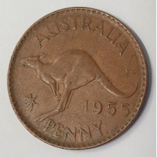 AUSTRALIA 1955Y.  ONE 1 PENNY . MULE . SCARCE TYPE